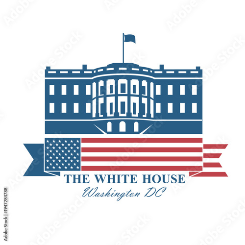white house building icon in Washington DC isolated on white background