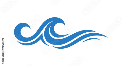 A stylized blue wave logo on a clean Transparent Background for a modern brand identity