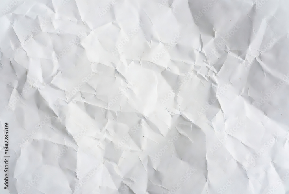 Fototapeta premium White crumpled paper texture background for design and creative projects high resolution