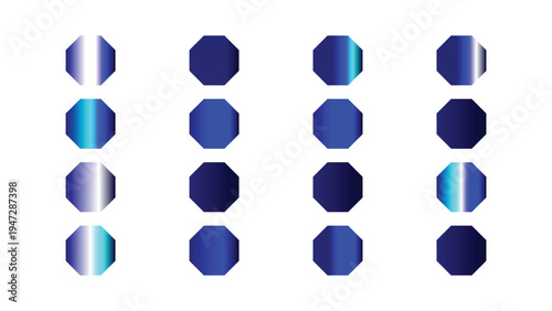 Octagons With Midnight Blue Neon Gradient Lighting For Abstract Backgrounds And Technology Concepts