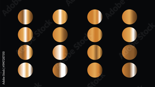 Bronze Gradient Swatches On Black Background For Design Element Backgrounds