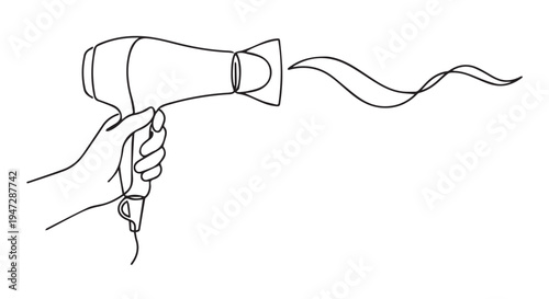 A hand holding a hair dryer with hot air blowing out of it.