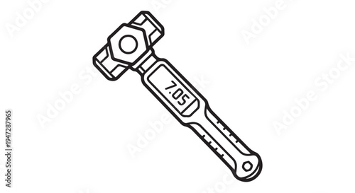 A detailed illustration of a wrench with a measurement label on its handle
