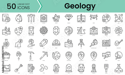 Set of geology icons. Line art style icons bundle. vector illustration