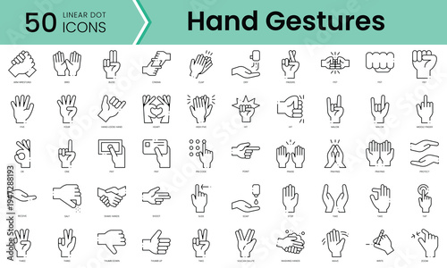 Set of hand gestures icons. Line art style icons bundle. vector illustration