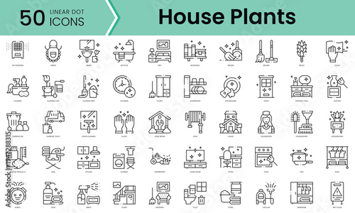 Set of housekeeping icons. Line art style icons bundle. vector illustration