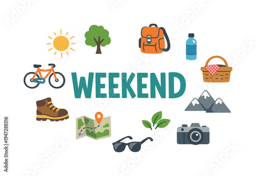 Healthy weekend outdoor activity lifestyle focused on enjoying fresh air, light movement, and relaxing recreation that supports both physical and mental wellbeing. WEEKEND central title