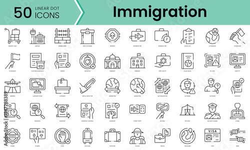 Set of immigration icons. Line art style icons bundle. vector illustration