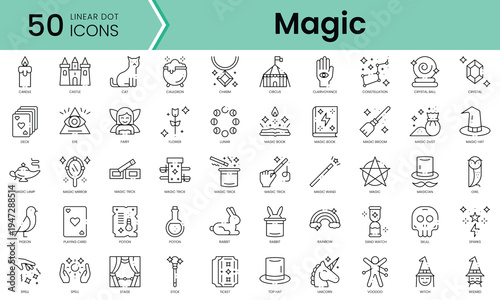 Set of magic icons. Line art style icons bundle. vector illustration