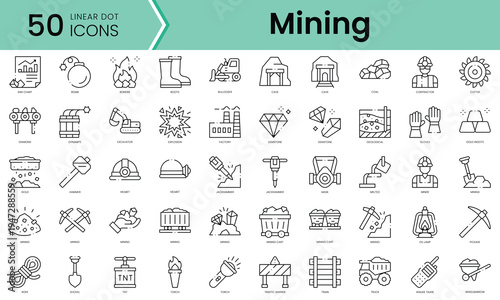 Set of mining icons. Line art style icons bundle. vector illustration