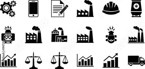 Industrial and business icons set