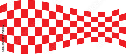red and white checker pattern vector illustration. Wave chess board. Abstract checkered checkerboard for game. Grid geometric square shape. Race flag. Retro mosaic floor