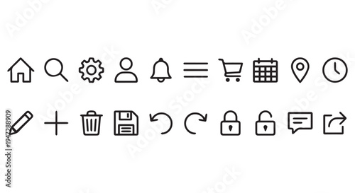 A collection of various icons for web and mobile applications on a Transparent Background