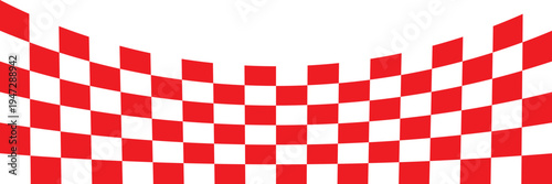 red and white checker pattern vector illustration. Wave chess board. Abstract checkered checkerboard for game. Grid geometric square shape. Race flag. Retro mosaic floor