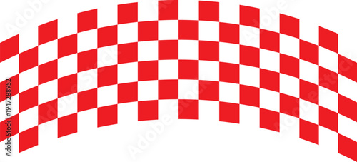 red and white checker pattern vector illustration. Wave chess board. Abstract checkered checkerboard for game. Grid geometric square shape. Race flag. Retro mosaic floor