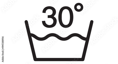 A laundry care symbol indicating washing at 30 degrees Celsius.