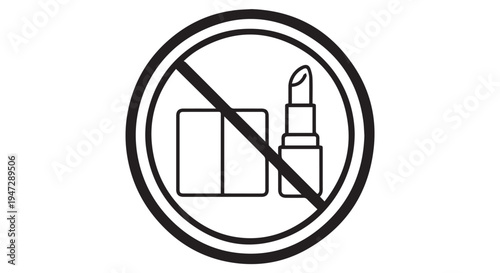 A black and white icon indicating no makeup or cosmetics allowed