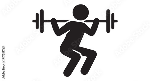 A person doing squats with a barbell in a fitness routine for strength training and exercise