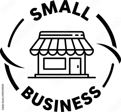 Small business logo with storefront illustration