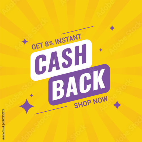 Get 8% Instant Cashback Promo Offer Background Design Vector