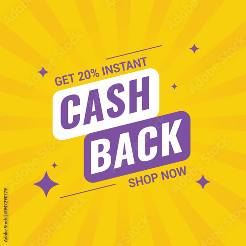 Get 20% Instant Cashback Promo Offer Background Design Vector