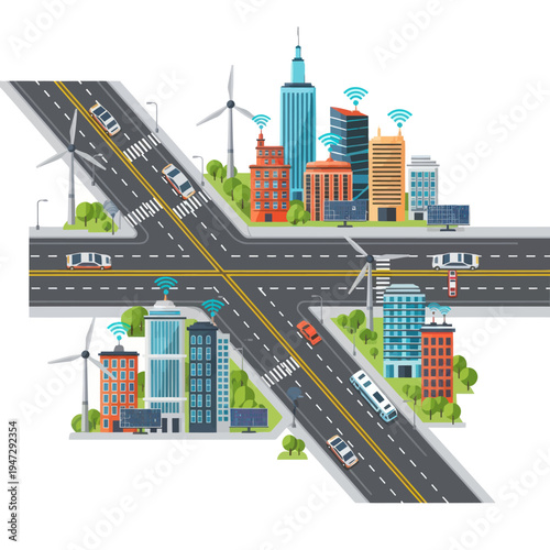 Smart City Intersection with Renewable Energy and Connected Vehicles.