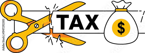 Cutting tax expenses and saving money concept