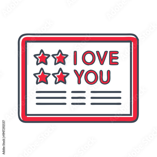 Frosted glass effect I Love You message card with stars for romantic celebration and premium digital gifting during Anniversary