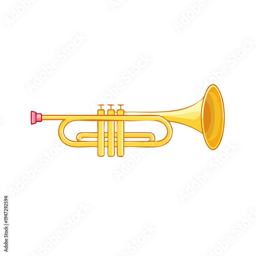 A beautifully illustrated trumpet on a bright background, showcasing its classic form and gleam. This instrument evokes the sounds of a brass instrument