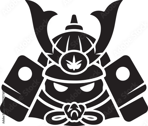 Japanese Samurai Helmet Closeup Illustration.