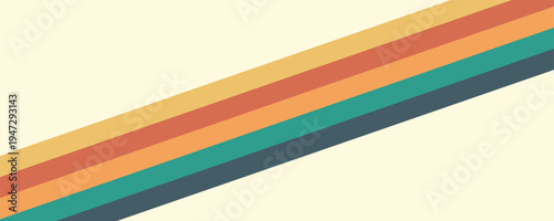 Abstract colorful 70s background vector. Vintage retro wallpaper with rainbow stripes and wavy lines. A 1970 color illustration suitable for posters, banners, decorative items and wall art.