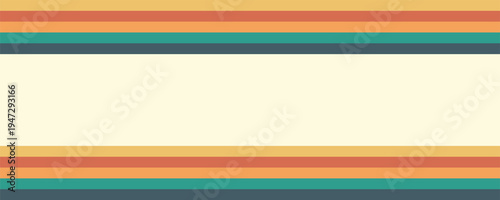 Abstract colorful 70s background vector. Vintage retro wallpaper with rainbow stripes and wavy lines. A 1970 color illustration suitable for posters, banners, decorative items and wall art.