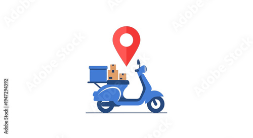 Blue Delivery Scooter with Box.