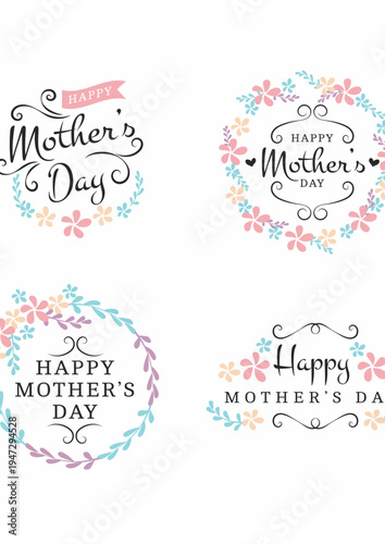 Mother's day labels and floral banners