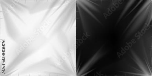 фотографія Crumpled Plastic Wrap Transparent Transparent stretch plastic wrap texture