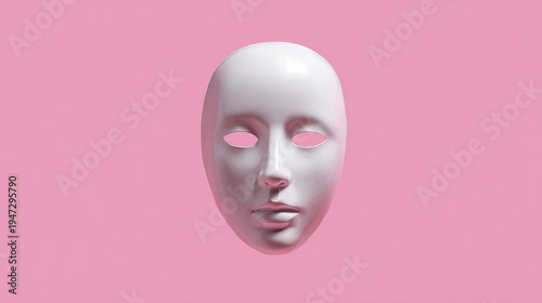 face recognition concept mask on a pink isolated background