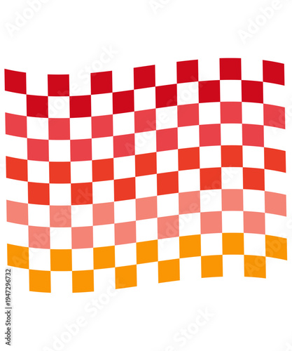 Retro Wavy Checkerboard Pattern in Warm Sunset Colors – Abstract Geometric Background Vector