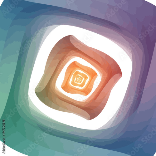 Abstract Tunnel Illusion with Gradient Colors and Square Shapes.