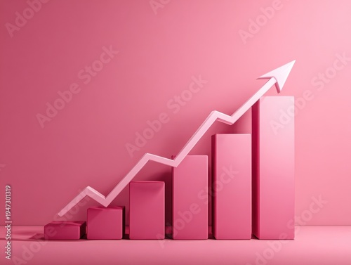 Free Download line graph upward trend on a pink isolated background - GFXLoad