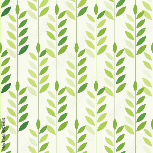 Seamless vector pattern with abstract green sprout icons. Minimalist repeatable background with organic plant symbols  isolated on white for eco-friendly packaging and textile design.