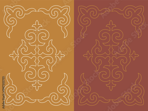 Kyrgyz Nomadic Carpet with Traditional Ornament Design