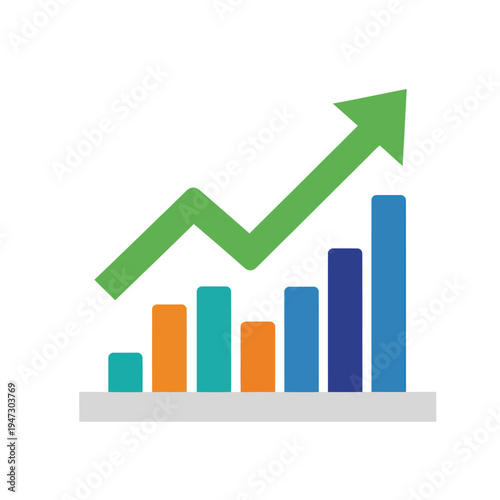Bar Graph with Upward Arrow - Growth and Progress Visualization. Free Download Bar Graph with Upward Arrow - Growth and Progress Visualization. - GFXLoad