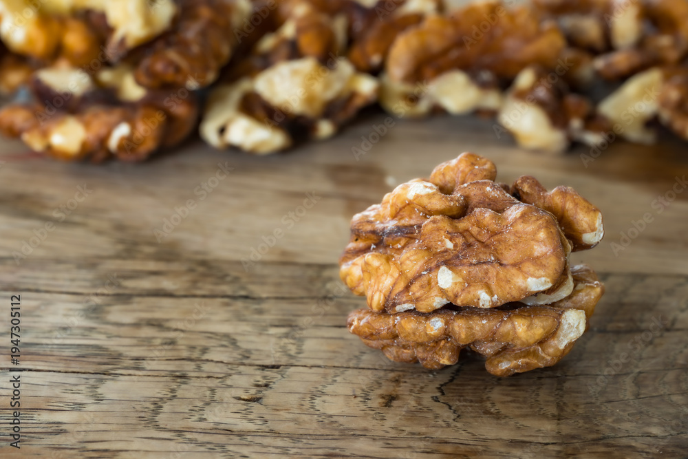 Fototapeta premium rganic Roasted Walnuts on Rustic Wooden Background