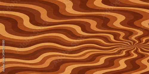 Abstract seamless pattern with waves featuring a brown wood grain texture and orange sand dune design for a nature inspired vector wallpaper backdrop