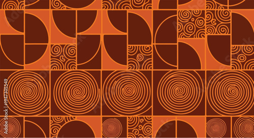 Seamless pattern featuring a set of traditional old wooden shoes and rustic spoons hand-carved from natural wood