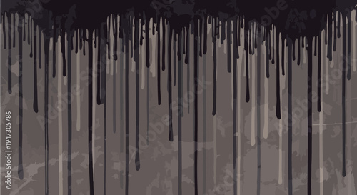 Grey, dripping ink, abstract background, liquid texture, dark drops