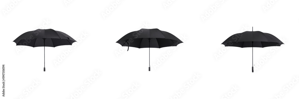 Obraz premium PNG Set for Three black umbrellas isolated on transparent background