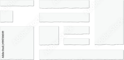 Set of blank postage stamps and paper sheets with clipping paths featuring vector business templates for corporate letter messages and empty document label designs