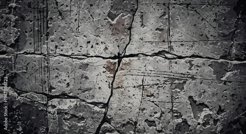 Cracked concrete wall background vector