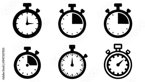 Stopwatch and Timer Icon Set for Time Management